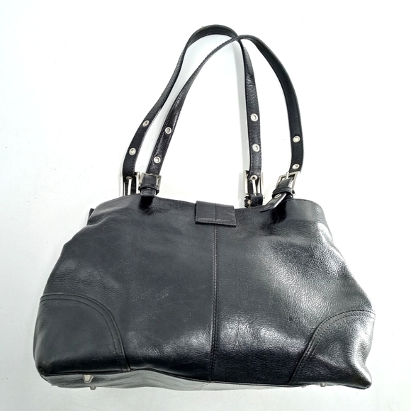 Kenneth Cole Shoulder Bag Black Leather Buckle - Picture 6 of 16